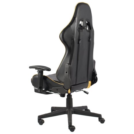 Gamestoel draaibaar met voetensteun PVC goudkleurig