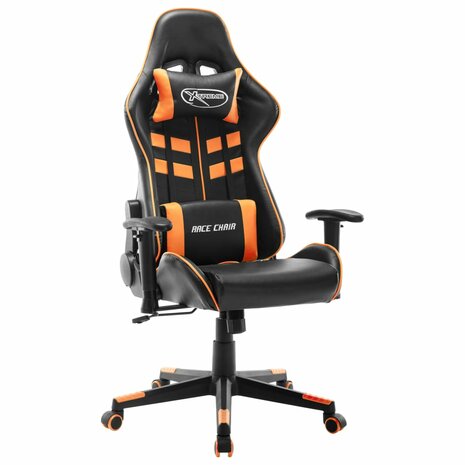 Gamestoel kunstleer zwart en oranje