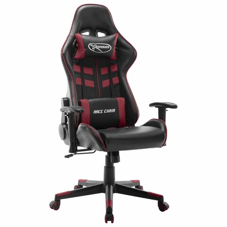 Gamestoel kunstleer zwart en wijnrood
