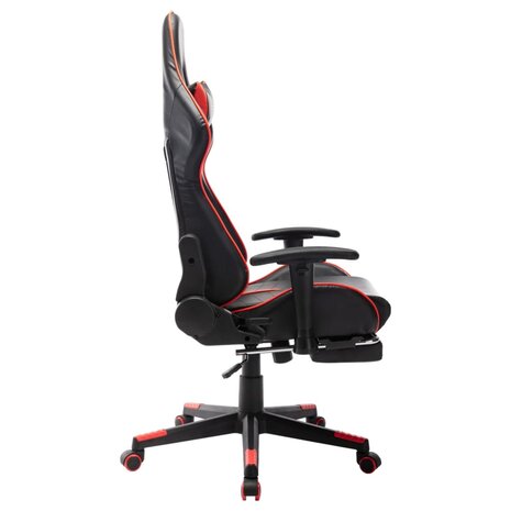 Gamestoel met voetensteun kunstleer zwart en rood