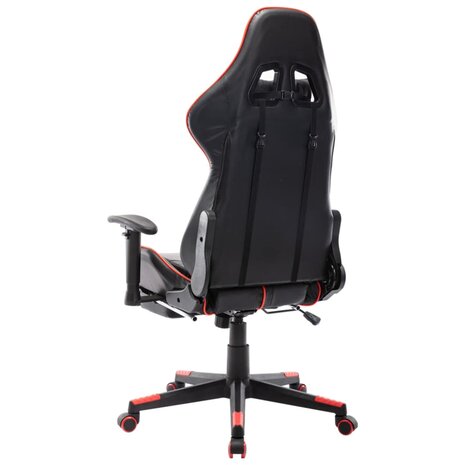 Gamestoel met voetensteun kunstleer zwart en rood