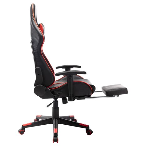 Gamestoel met voetensteun kunstleer zwart en rood