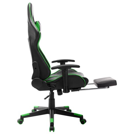 Gamestoel met voetensteun kunstleer zwart en groen