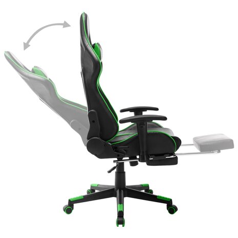 Gamestoel met voetensteun kunstleer zwart en groen