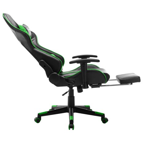 Gamestoel met voetensteun kunstleer zwart en groen
