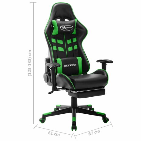 Gamestoel met voetensteun kunstleer zwart en groen