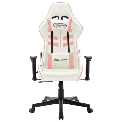 Gamestoel kunstleer wit en roze
