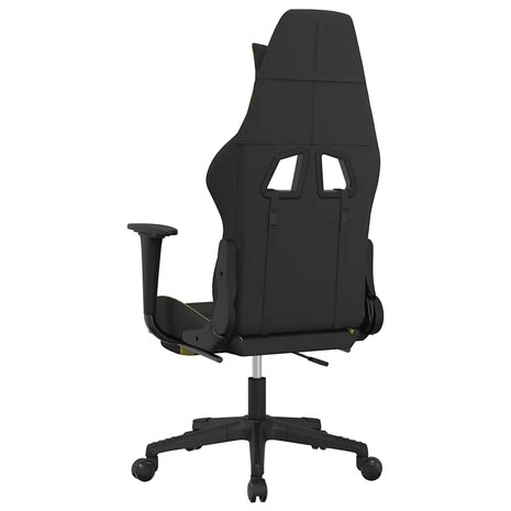 Massage gamestoel met voetensteun stof zwart en lichtgroen
