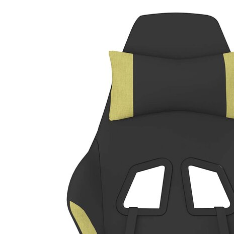 Massage gamestoel met voetensteun stof zwart en lichtgroen