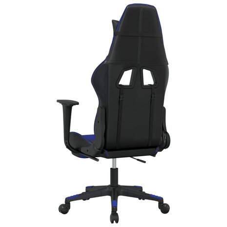 Gamestoel met voetensteun kunstleer zwart en blauw