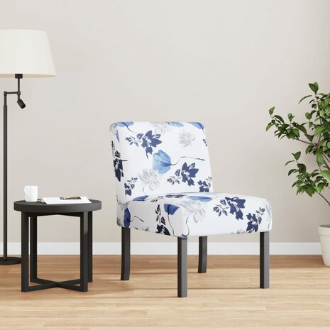 Stoel gebloemd stof blauw