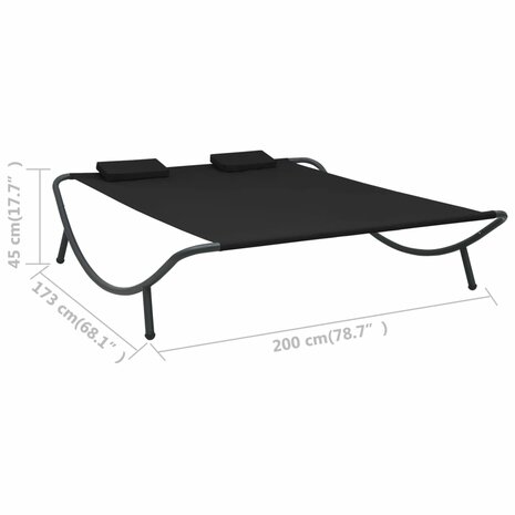 Loungebed stof zwart