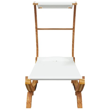 Loungebed met luifel 100x190x134 cm massief gebogen hout crème