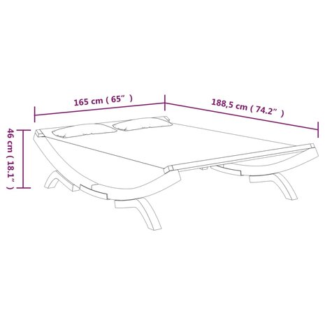 Loungebed 165x188,5x46 cm massief gebogen hout antracietkleurig