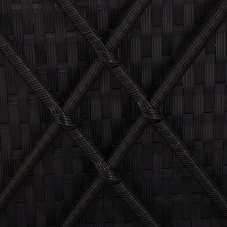 Ligbed met kussens converteerbaar poly rattan zwart