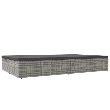 Ligbed met kussens converteerbaar poly rattan donkergrijs