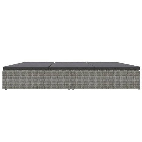 Ligbed met kussens converteerbaar poly rattan donkergrijs