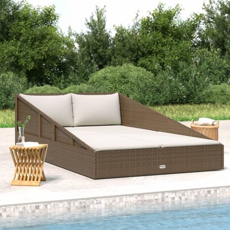 Tuinbed 110x200 cm poly rattan bruin