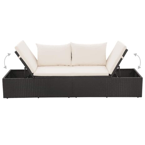 Tuinbed 195x60 cm poly rattan zwart