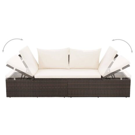 Tuinbed 195x60 cm poly rattan bruin