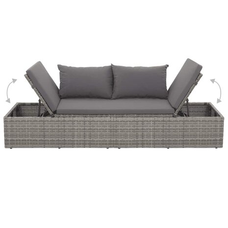 Tuinbed 195x60 cm poly rattan grijs