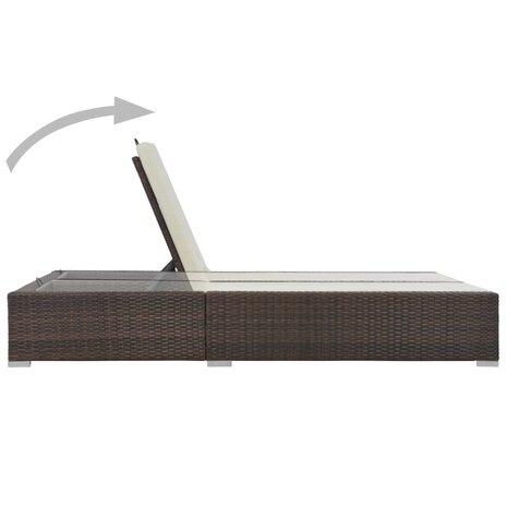 Ligbed tweepersoons poly rattan bruin