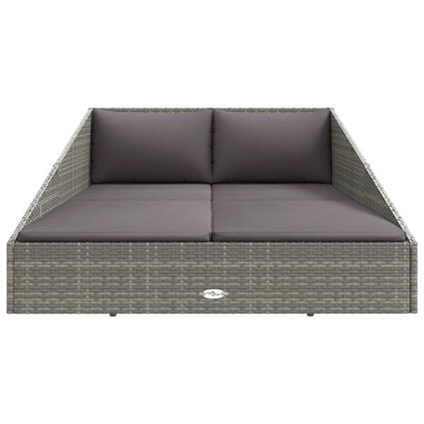 Tuinbed 110x200 cm poly rattan grijs