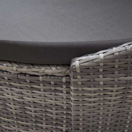 Loungebed met luifel poly rattan grijs