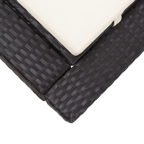 Ligbed met kussen 2-persoons poly rattan zwart