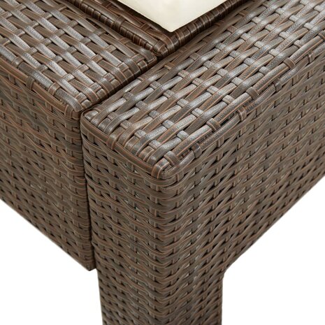 Ligbed met kussen 2-persoons poly rattan bruin