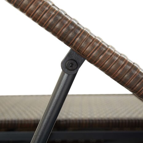 Ligbed met kussen 2-persoons poly rattan bruin
