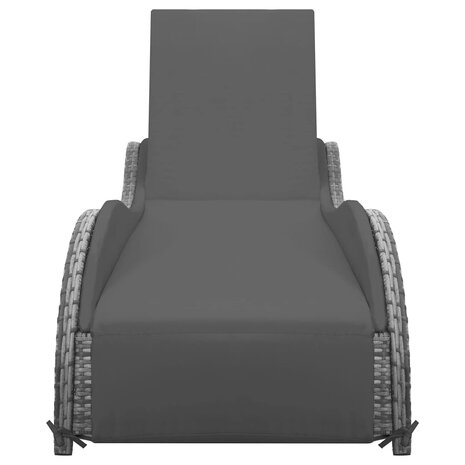 Ligbed met kussen poly rattan antraciet