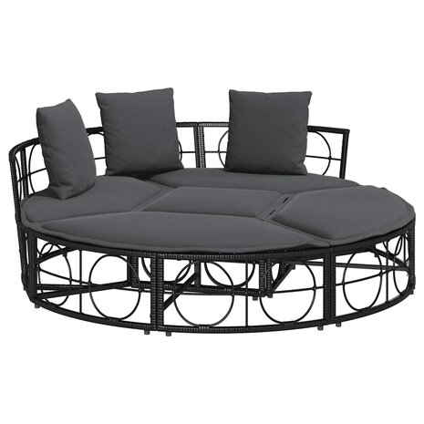 Loungebed voor buiten zonder luifel poly rattan zwart