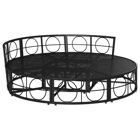 Loungebed voor buiten zonder luifel poly rattan zwart