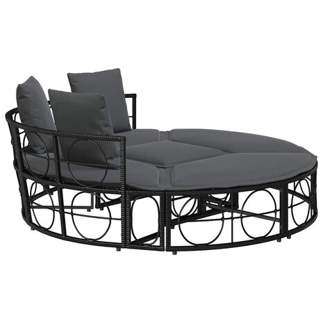 Loungebed voor buiten zonder luifel poly rattan zwart