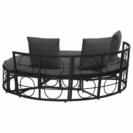 Loungebed voor buiten zonder luifel poly rattan zwart