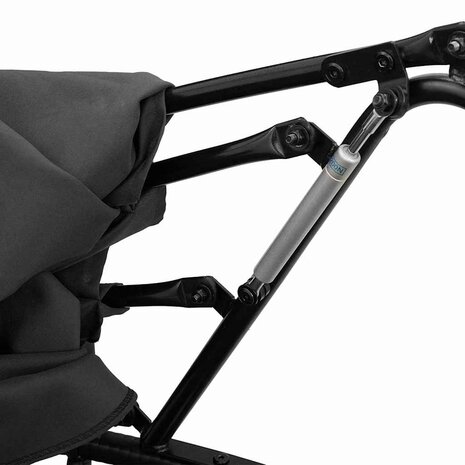 Loungebed met luifel en kussens poly rattan zwart
