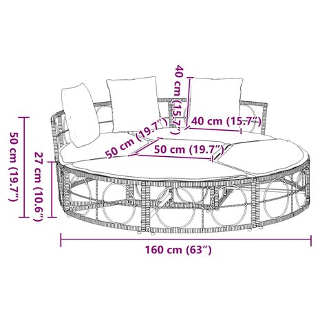 Loungebed voor buiten zonder luifel poly rattan