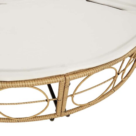 Loungebed voor buiten met luifel en kussens poly rattan
