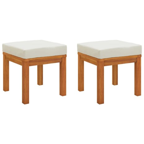 Tuinkrukjes 2 st met kussens 40x40x42 cm massief acaciahout