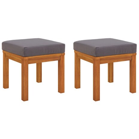 Tuinkrukjes 2 st met kussens 40x40x42 cm massief acaciahout