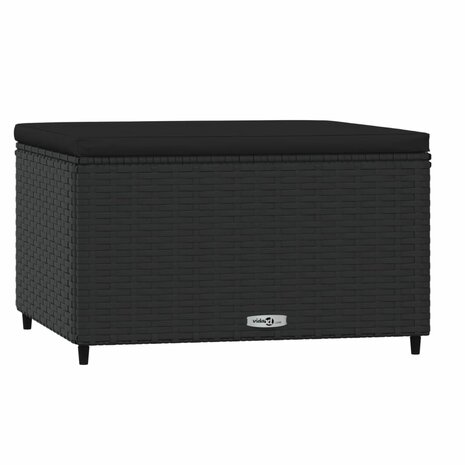 Voetensteun met kussen poly rattan zwart