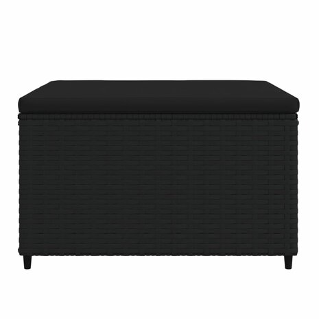 Voetensteun met kussen poly rattan zwart