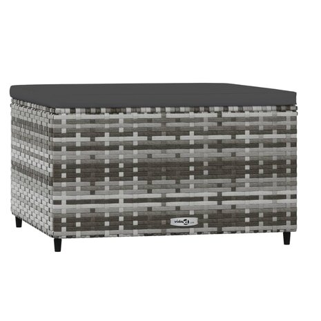 Voetensteunen 2 st met kussens poly rattan grijs