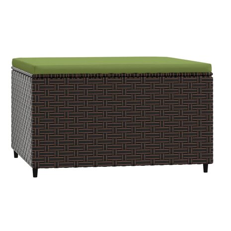 Voetensteun met kussen poly rattan bruin