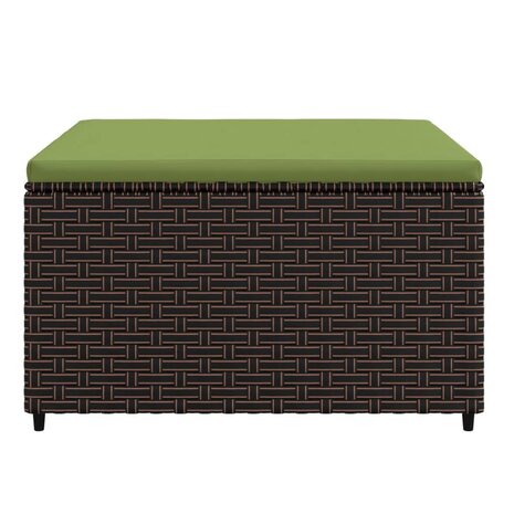 Voetensteun met kussen poly rattan bruin