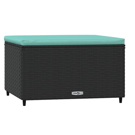 Voetensteunen 2 st met kussens poly rattan zwart