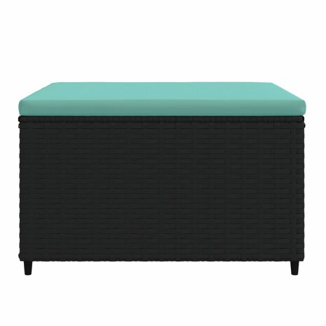 Voetensteunen 2 st met kussens poly rattan zwart