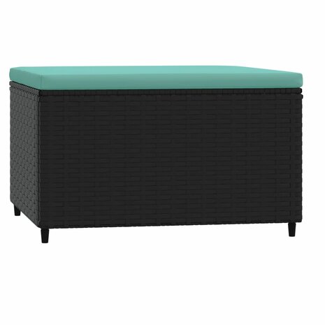 Voetensteunen 2 st met kussens poly rattan zwart