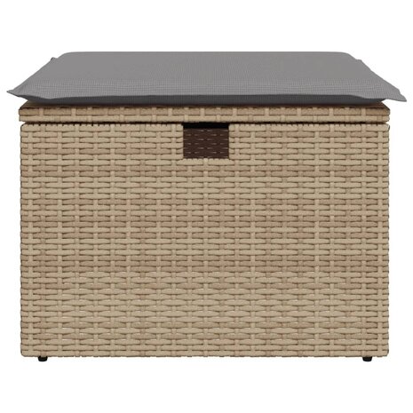 Tuinkruk met kussen 55x55x37 cm poly rattan beige